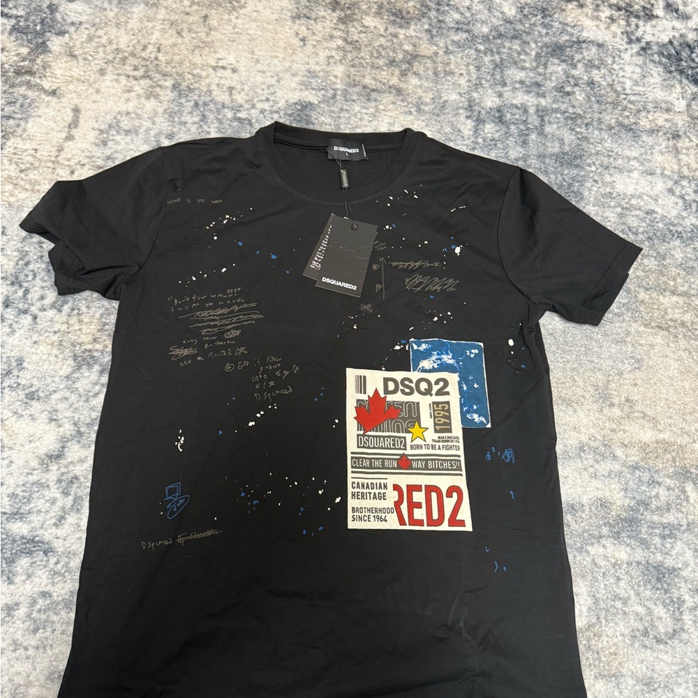 DSQUARED2 Black and Blue Graphic Tee